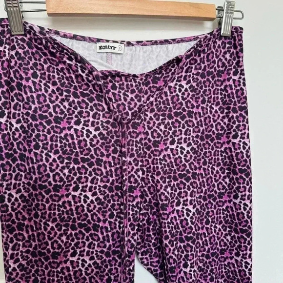 Kollyy retro purple flare leopard y2k pants S - Picture 3 of 6